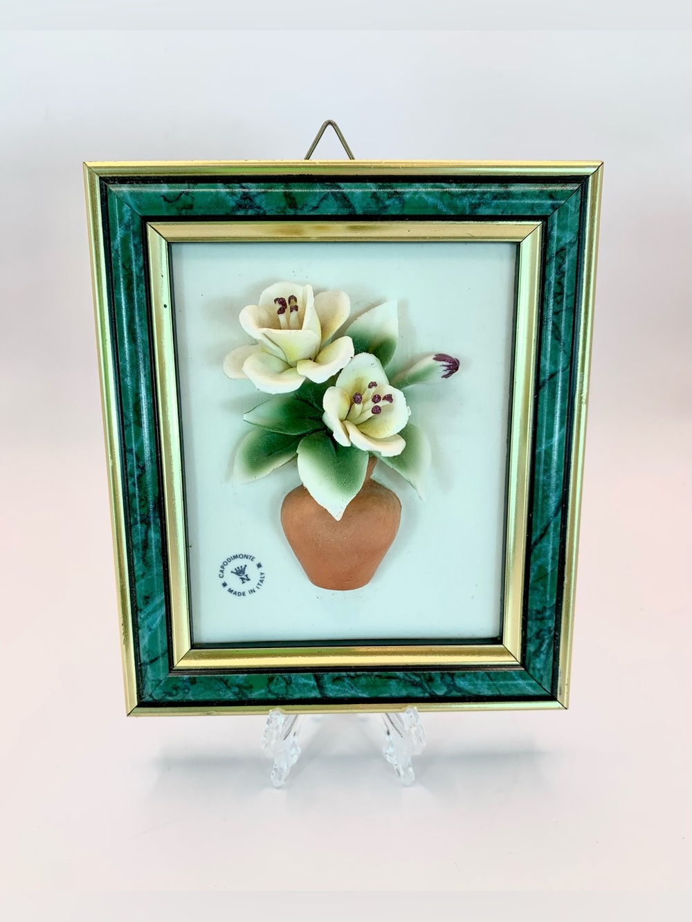 Capodimonte 3D Porcelain Floral Framed Art - Made in Italy - Vintage